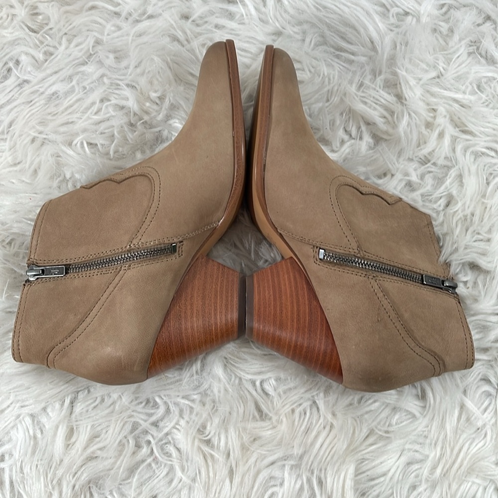 FRYE Reina Bootie 79258 Leather Brown Nubuck Slip On Ankle Booties Boots Sz 8.5 - Picture 7 of 16